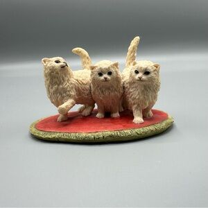 Vintage 3 Persian little Cats Handmade in Scotland By Border Fine Arts